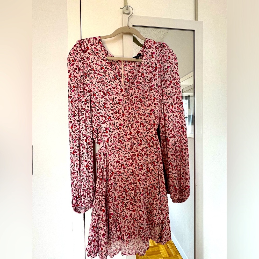 ASTR Pink Flower Dress with Side Cut-outs